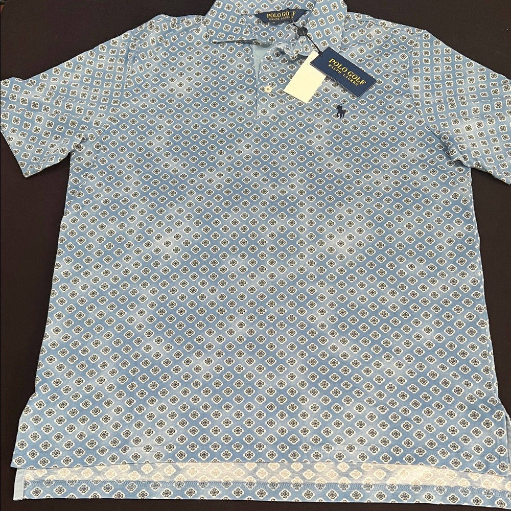 Polo golf by Ralph Lauren Light Blue Geometric Men's Polo NWT